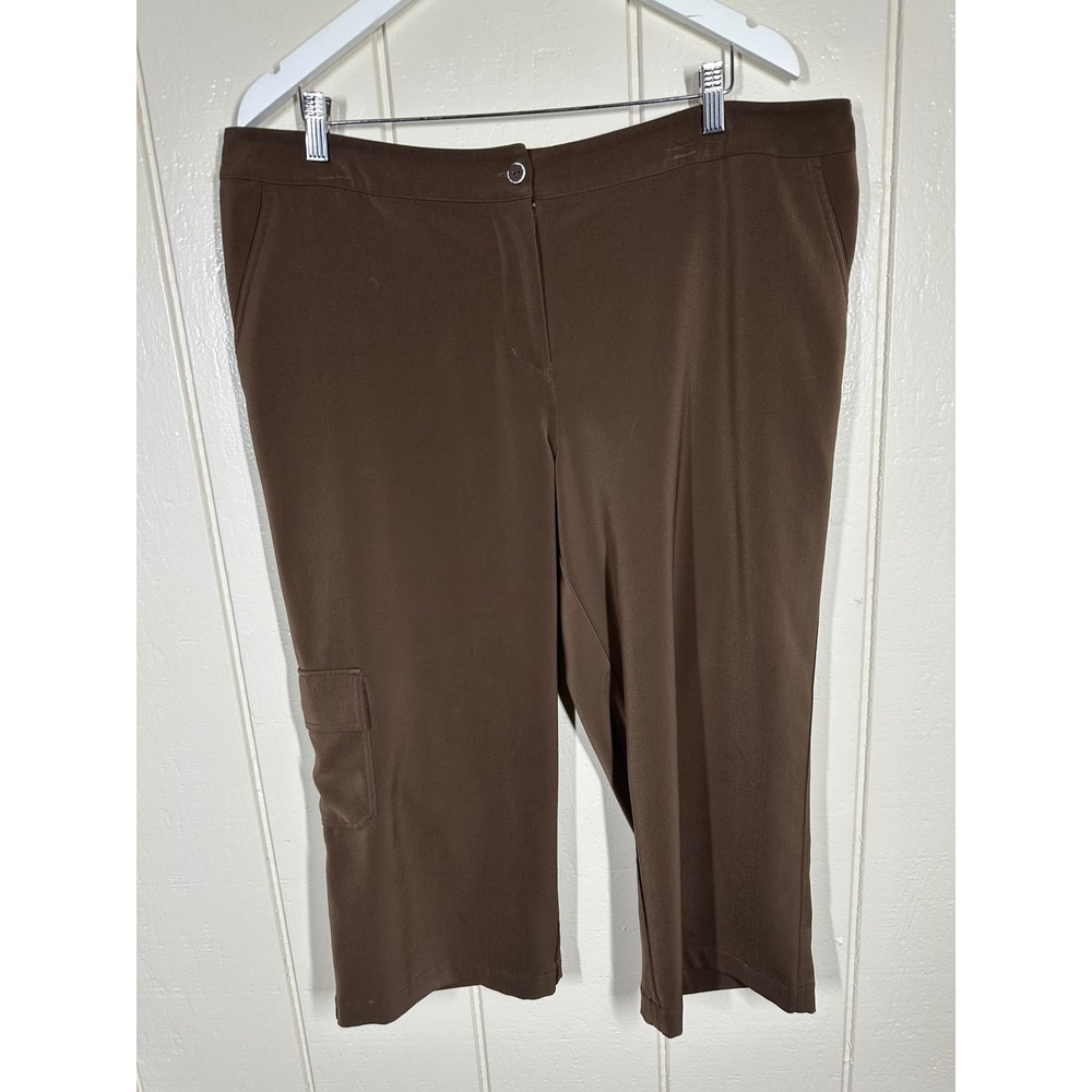 Chico's Capri Pants Womens 3 Brown Additions Cargo Cropped Stretch Casual 7550